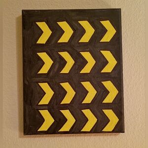 Modern Art With Yellow Direction Arrows Signed Art Wall Decor 8x10"